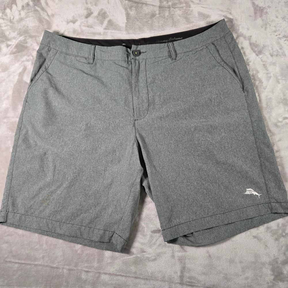 Tommy Bahama Men's Olive Green Shorts 36 Poly Blend Casual Golf Flat‎ Front